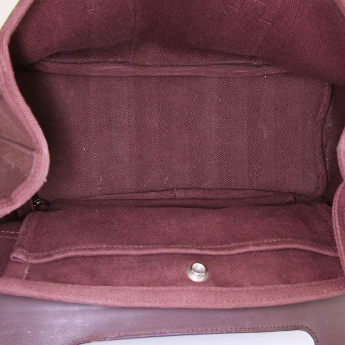 Sac à main Hermès Valparaiso petit modèle en cuir marron et toile marron - Detail D2