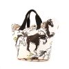 Shopping bag Hermès Beach Tote in tela bianca raffigurante dei cavalli - 00pp thumbnail