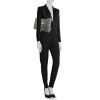 Shopping bag Chanel Deauville modello medio in tela grigia e pelle nera - Detail D1 thumbnail