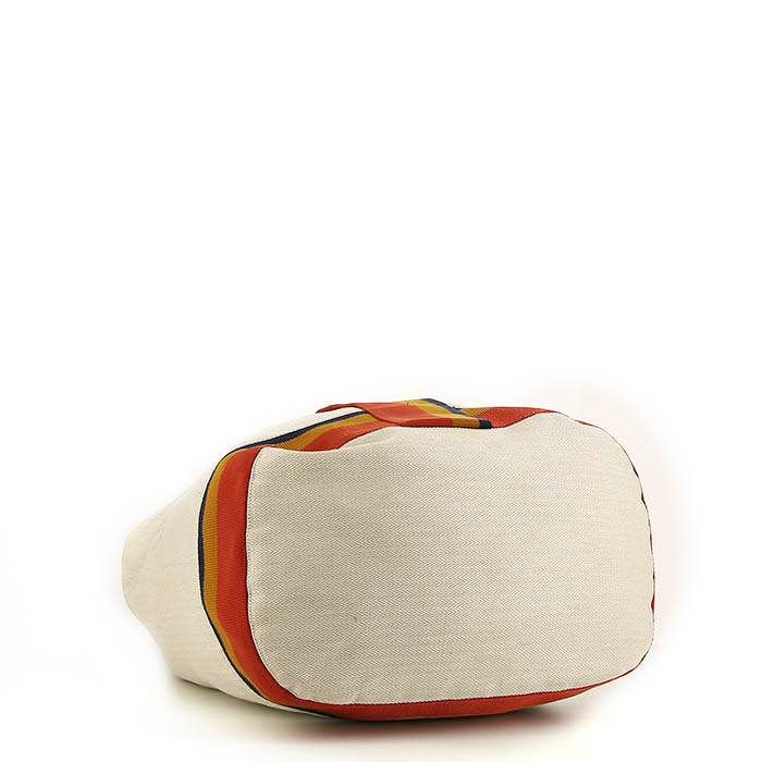 Bolso de fin de semana Hermès Matelot en lona espigas beige - Detail D4