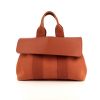 Hermès Valparaiso small model handbag in orange leather and orange canvas - 360 thumbnail
