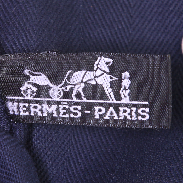 Sac de voyage Hermès Valparaiso en toile bleue et cuir bleu - Detail D3