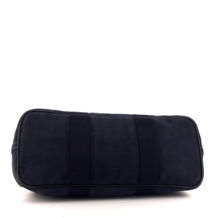 Borsa da viaggio Hermès Valparaiso in tela blu e pelle blu - Detail D4