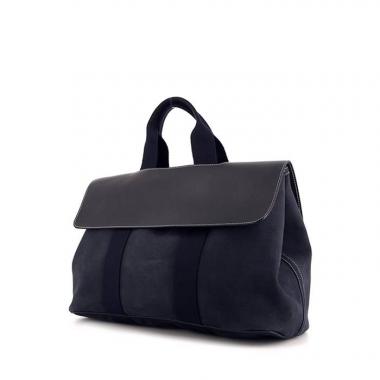 Borsa da viaggio Hermès Valparaiso in tela blu e pelle blu