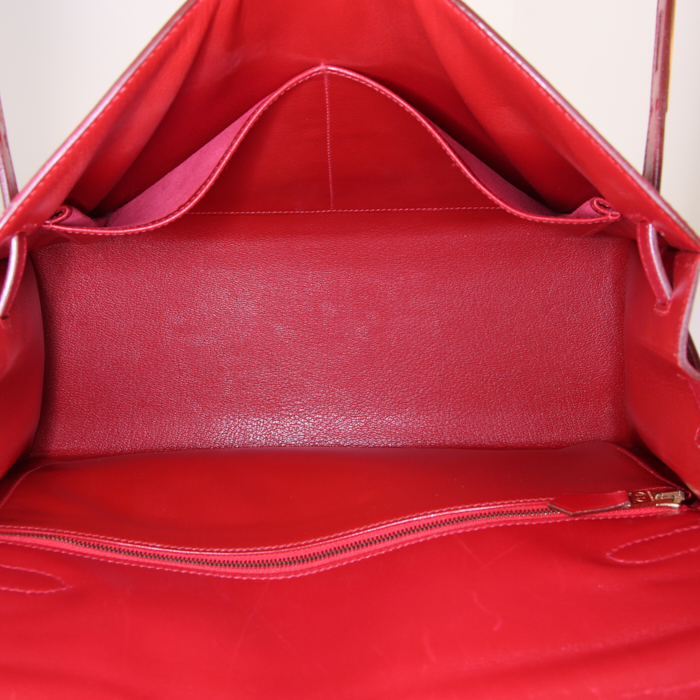 Hermes Kelly 32 cm handbag in red Vif box leather - Detail D3