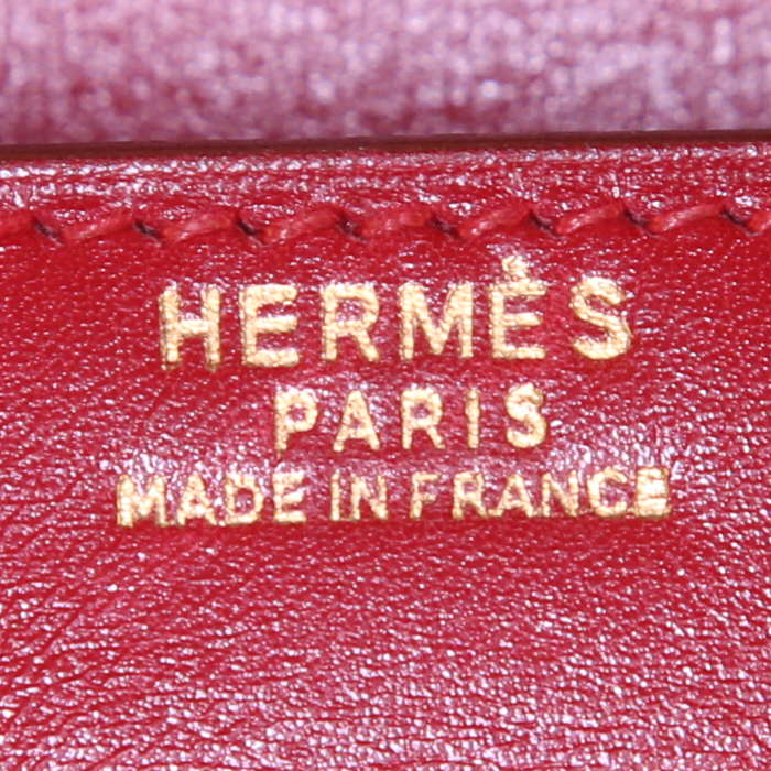Hermes Kelly 32 cm handbag in red Vif box leather - Detail D4