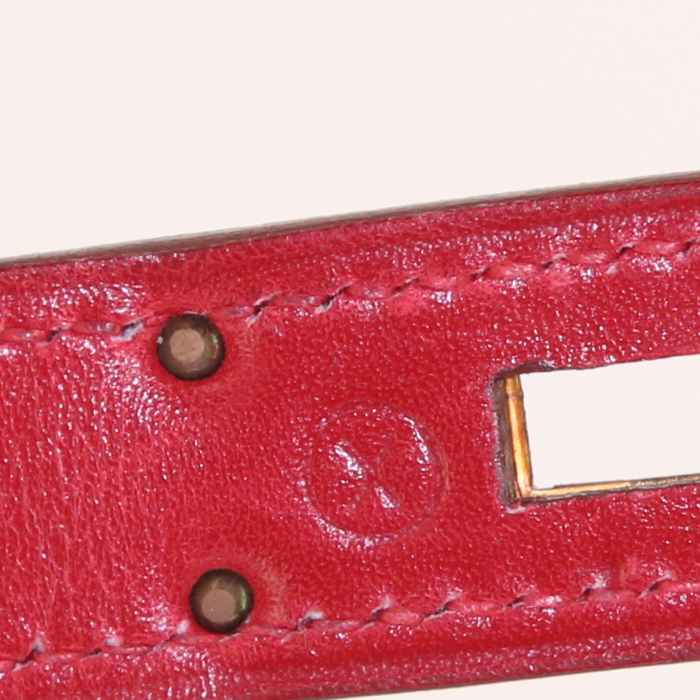Hermes Kelly 32 cm handbag in red Vif box leather - Detail D5