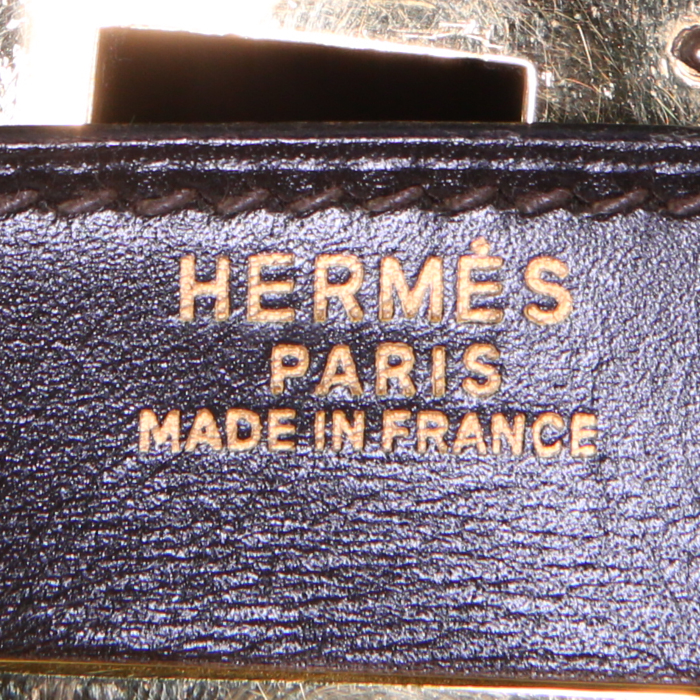 Sac à main Hermes Kelly 32 cm en cuir box marron - Detail D4