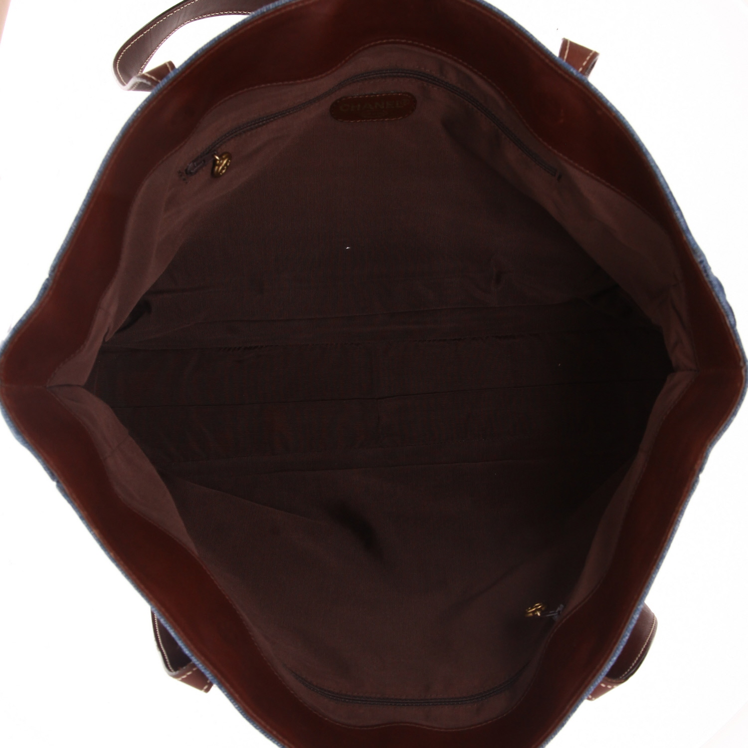 Sac cabas Chanel Coco Mark Tote en toile denim bleue - Detail D3