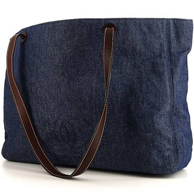 Bolso Cabás Chanel Coco Mark Tote en lona denim azul