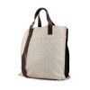 Hermès Etriviere - Belt shopping bag in beige and black canvas and brown leather - 00pp thumbnail