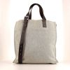 Hermès Etriviere - Belt shopping bag in beige and black canvas and brown leather - 360 thumbnail