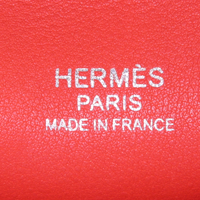 Bolso de mano Hermès Tool Box modelo pequeño en cuero swift rojo - Detail D4