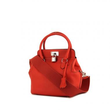 Bolso de mano Hermès Tool Box modelo pequeño en cuero swift rojo