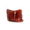Chanel Gabrielle  small model shoulder bag in woollen fabric and brick red leather - 00pp thumbnail
