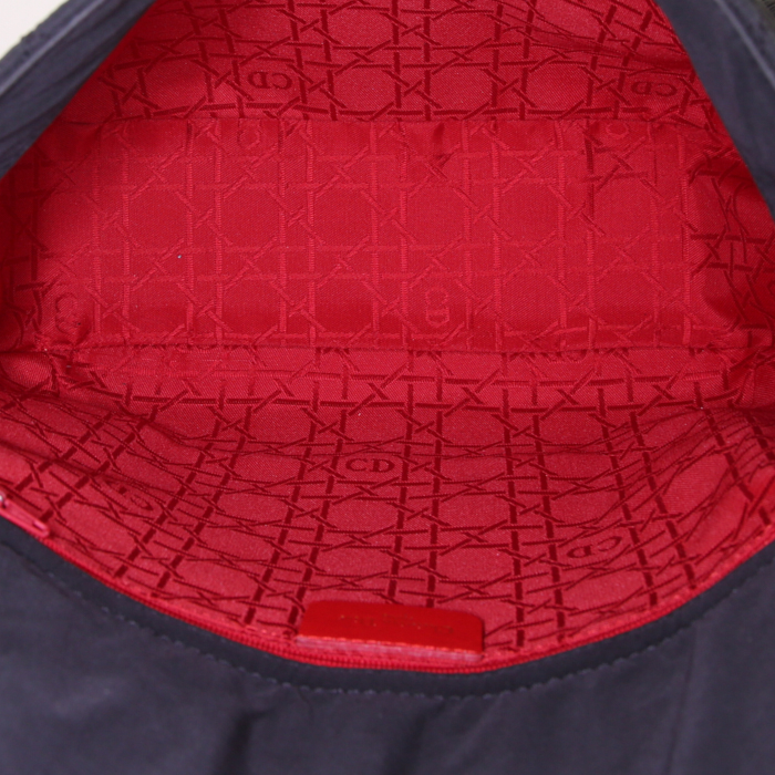 Sac à main Dior Vintage en toile cannage et cuir verni noir - Detail D2