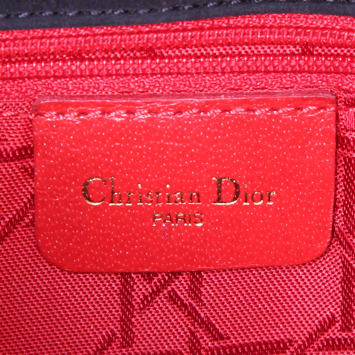 Dior Vintage handbag in canvas cannage and black patent leather - Detail D3