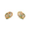 Vintage 1950's earrings for non pierced ears in yellow gold,  diamonds and emerald - 00pp thumbnail