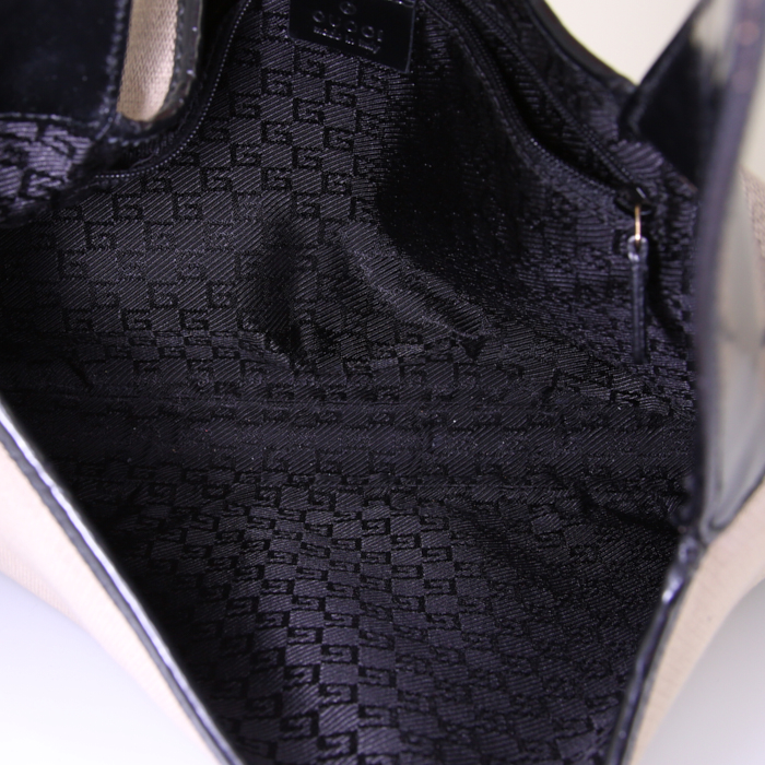 Gucci Jackie in grey canvas and black patent leather  - Detail D2
