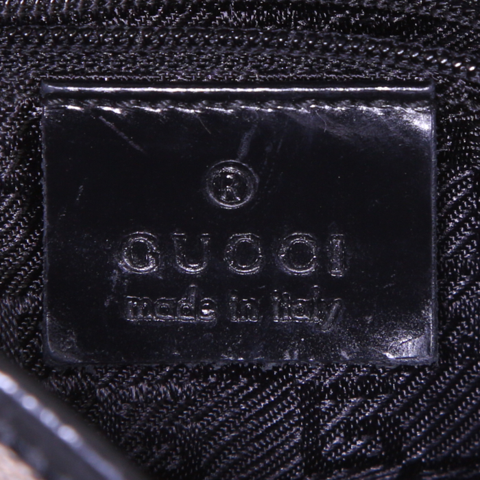 Borsa Gucci Jackie in tela grigia e pelle verniciata nera - Detail D3