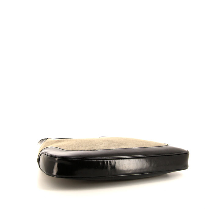 Gucci Jackie en toile grise et cuir vernis noir  - Detail D4