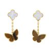 Van Cleef & Arpels Lucky Alhambra pendants earrings in yellow gold,  mother of pearl and tiger eye stone - 00pp thumbnail