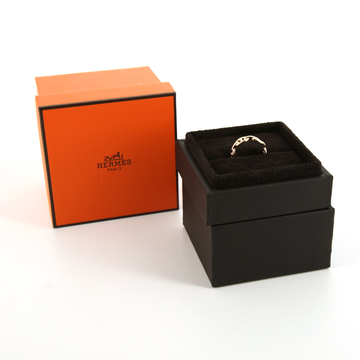 Hermès Chaine d'ancre enchainée ring in pink gold - Detail D2