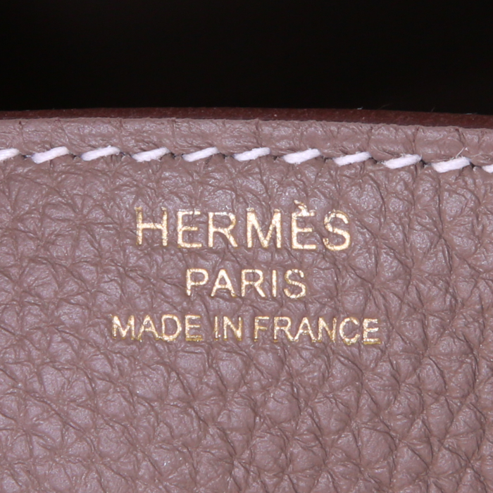 Sac à main Hermes Birkin 25 cm en cuir togo étoupe - Detail D3