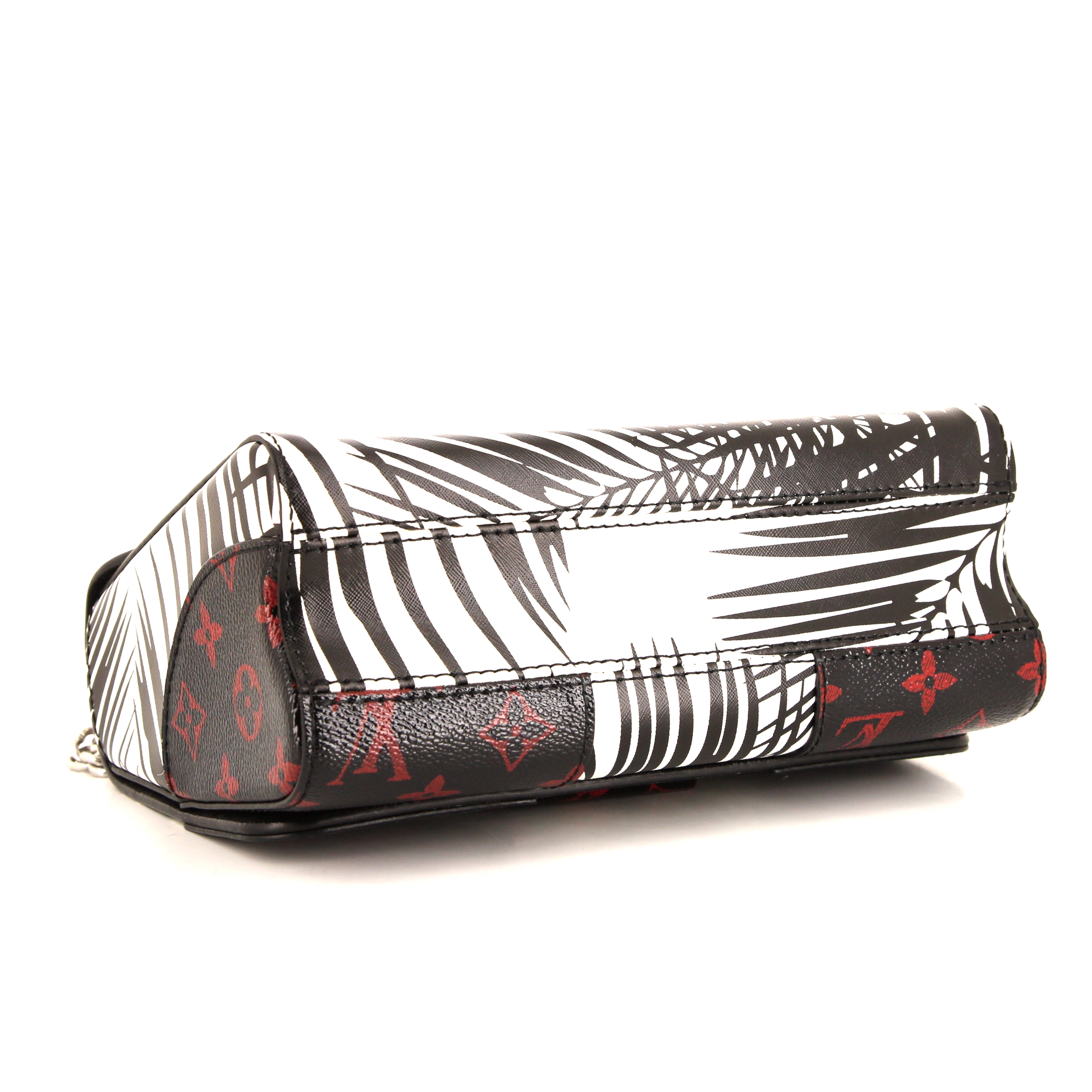 Borsa a tracolla Louis Vuitton Twist in pelle bianca e nera con motivo e tela monogram nera - Detail D5