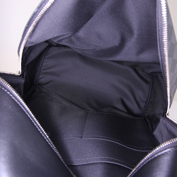 Zaino Louis Vuitton Josh in tela a scacchi grigio Graphite e pelle nera - Detail D2