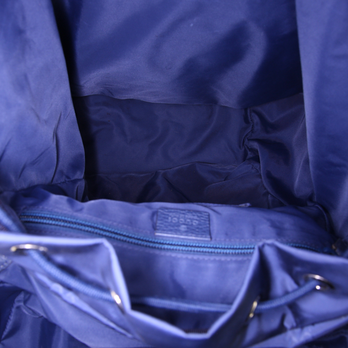 Gucci backpack in blue monogram canvas and blue leather - Detail D2