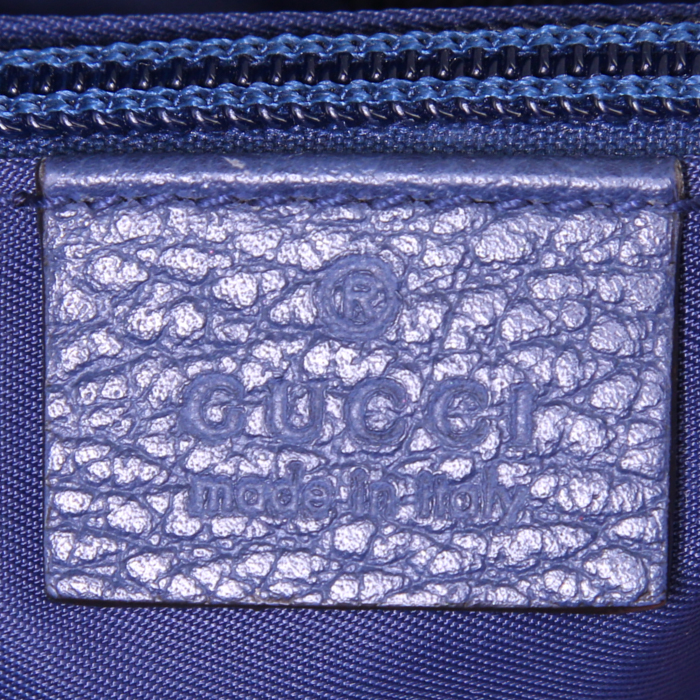 Mochila Gucci en tela Monogram azul y cuero azul - Detail D3