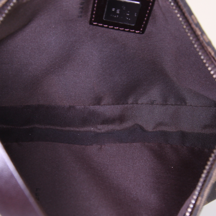 Borsa Fendi Baguette in tela monogram marrone e nera - Detail D2