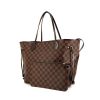 Louis Vuitton Neverfull medium model shopping bag in ebene damier canvas and brown leather - 00pp thumbnail