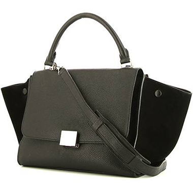 Borsa Celine  Trapeze modello piccolo  in pelle nera e camoscio nero