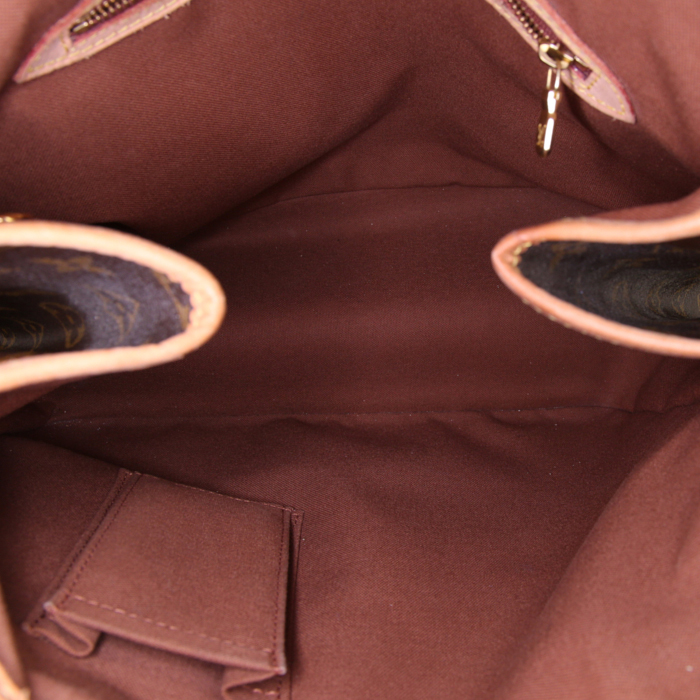 Louis Vuitton Batignolles shopping bag in brown monogram canvas and natural leather - Detail D2