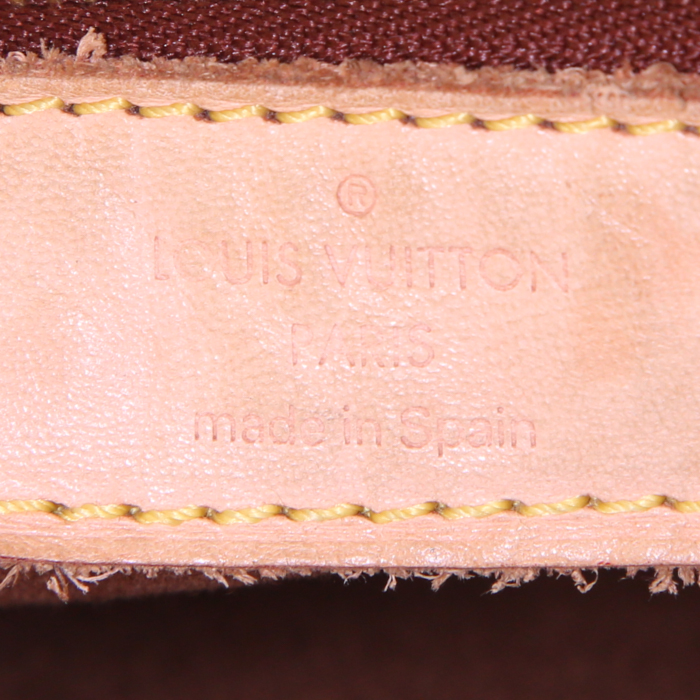 Sac cabas Louis Vuitton Batignolles en toile monogram marron et cuir naturel - Detail D3