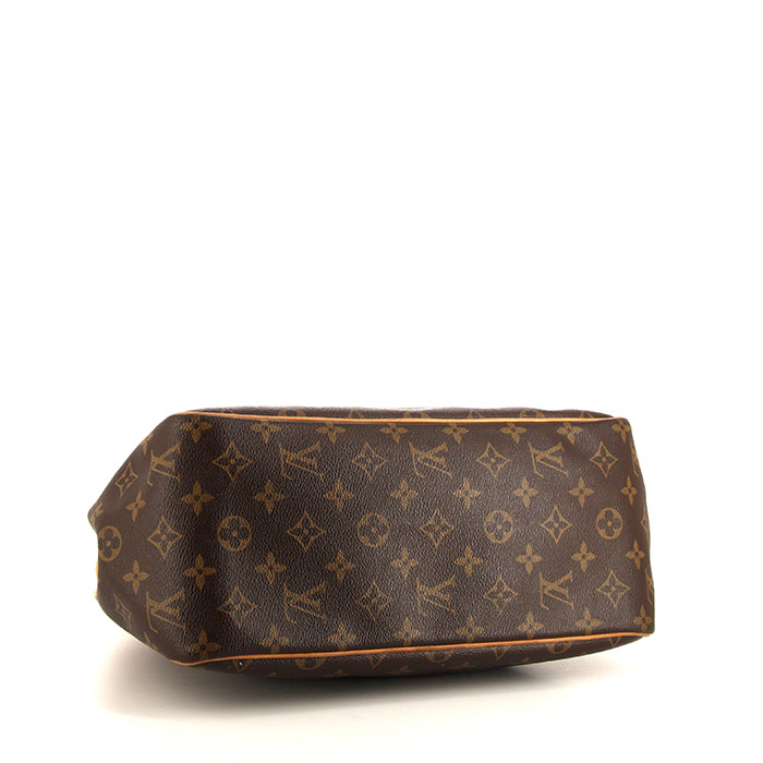 Sac cabas Louis Vuitton Batignolles en toile monogram marron et cuir naturel - Detail D4