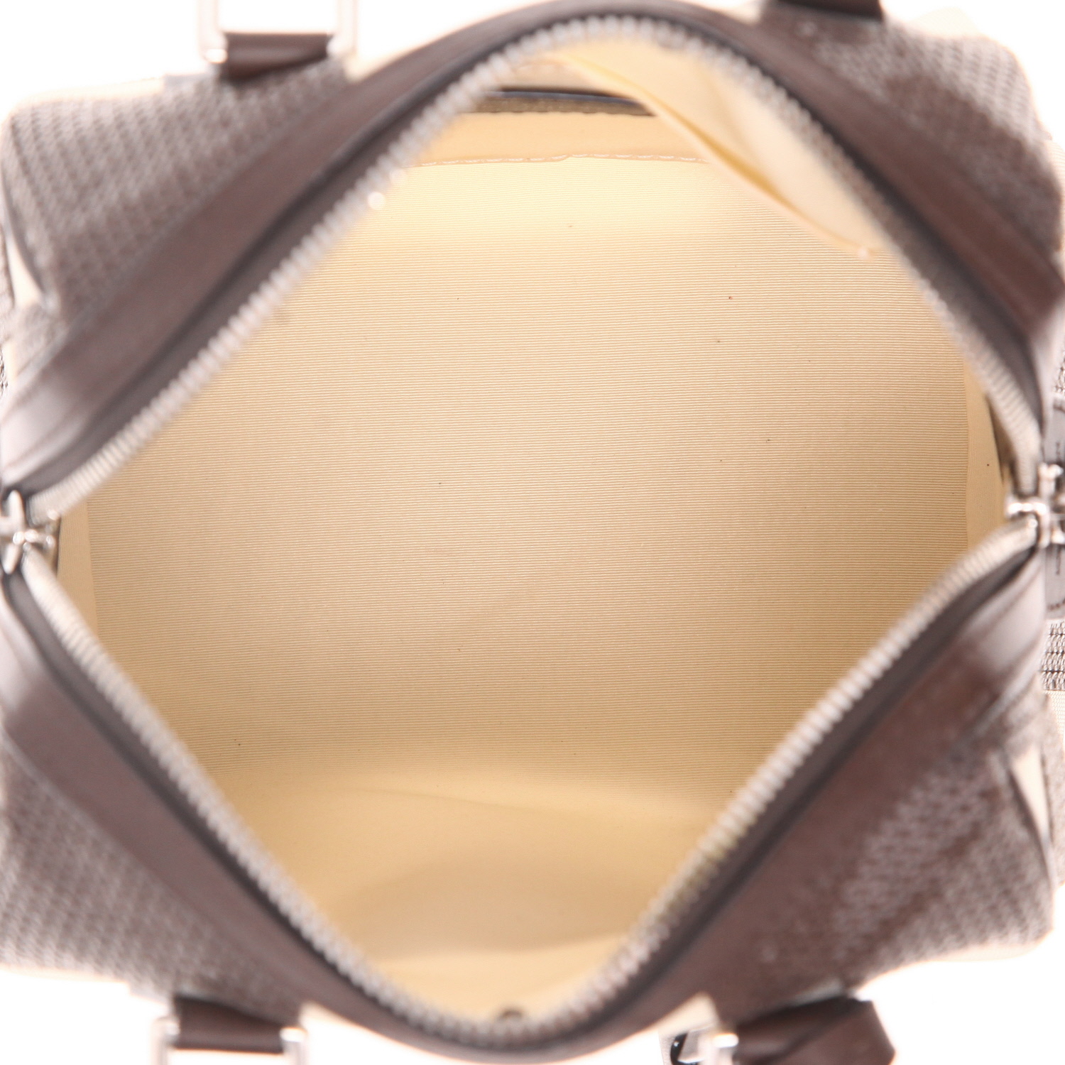 Bolso de mano Louis Vuitton Speedy Editions Limitées modelo pequeño en lona a cuadros marrón y blanca y cuero marrón - Detail D3