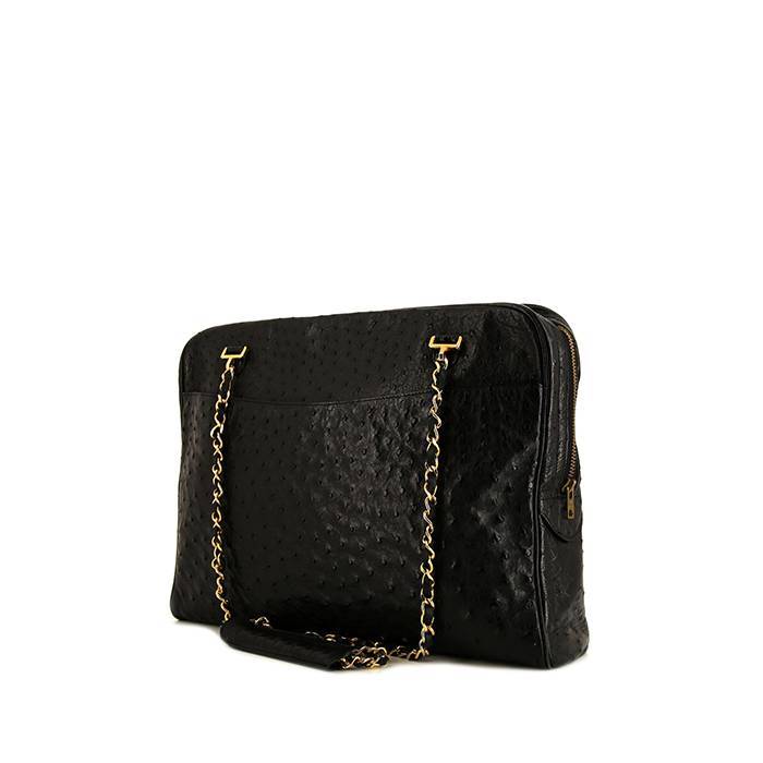 Chanel Grand Shopping shopping bag in black ostrich leather - 00pp