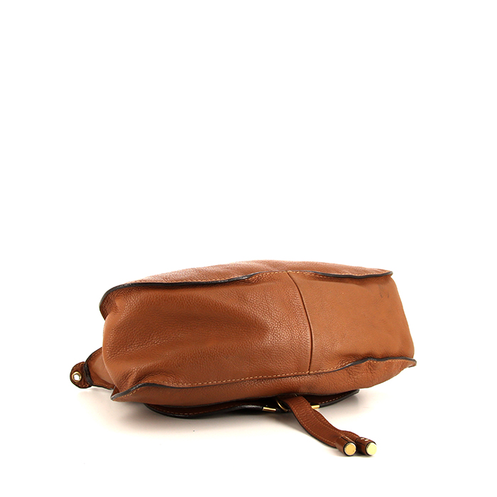 Bolso bandolera Chloé Marcie en cuero granulado marrón - Detail D5