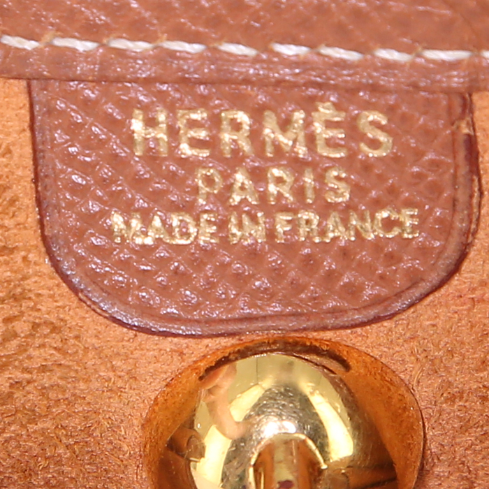 Borsa a tracolla Hermes Vespa in pelle Courchevel gold - Detail D3
