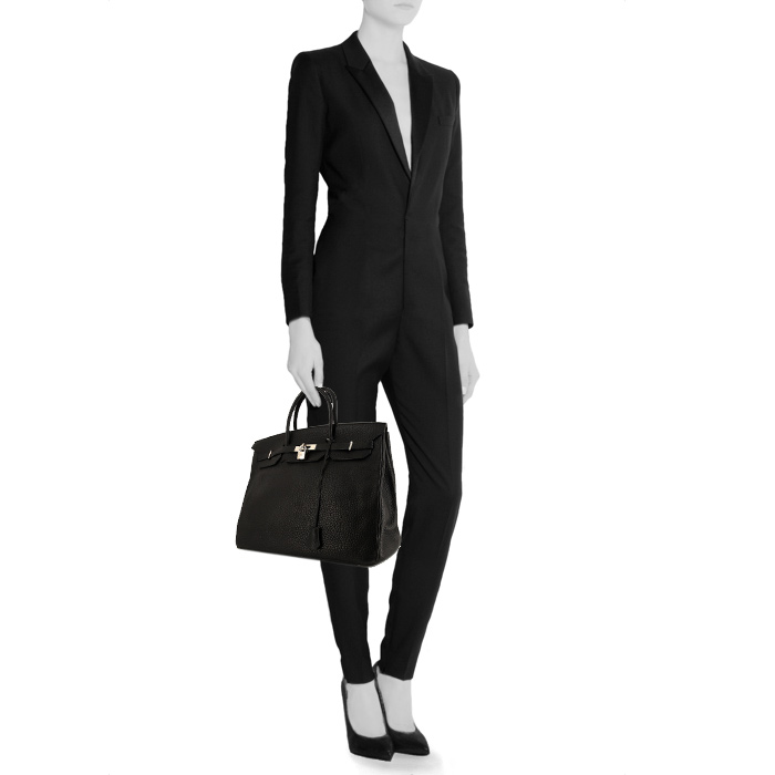 Hermes Birkin 40 cm handbag in black togo leather - Detail D1