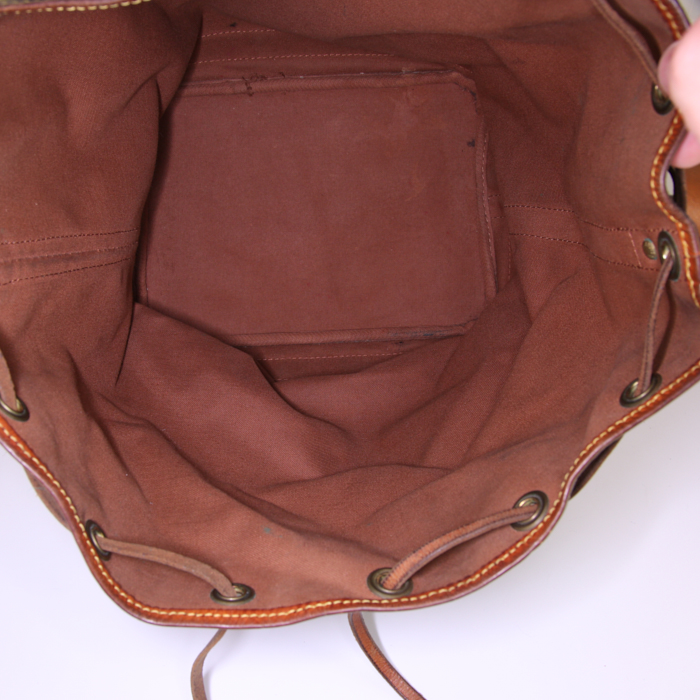 Louis Vuitton Noé large model handbag in brown monogram canvas and natural leather - Detail D2