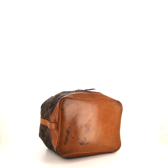 Louis Vuitton Noé large model handbag in brown monogram canvas and natural leather - Detail D4