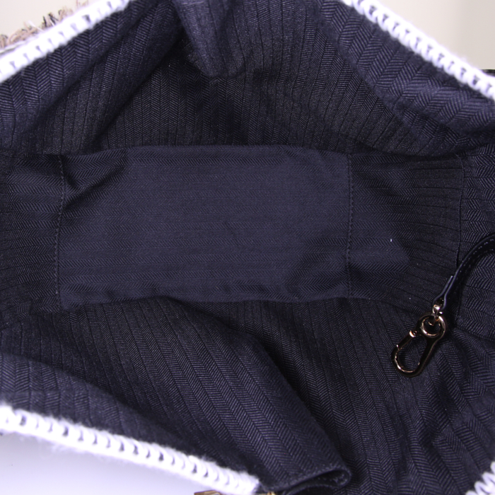 Bolso bandolera Loewe Hammock modelo mediano en lona beige y negra y cuero marrón - Detail D2