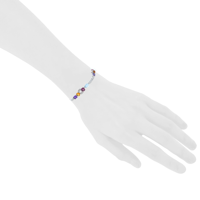 Bracelet Bulgari Allegra en or blanc, diamants et pierres de couleurs - Detail D1