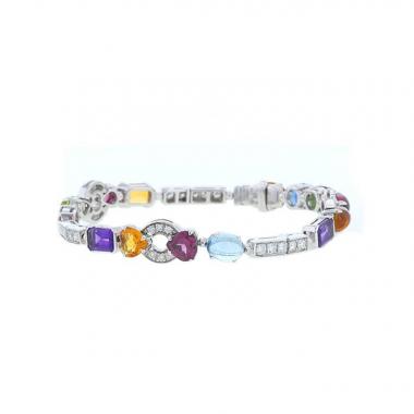 Bracelet Bulgari Allegra en or blanc, diamants et pierres de couleurs