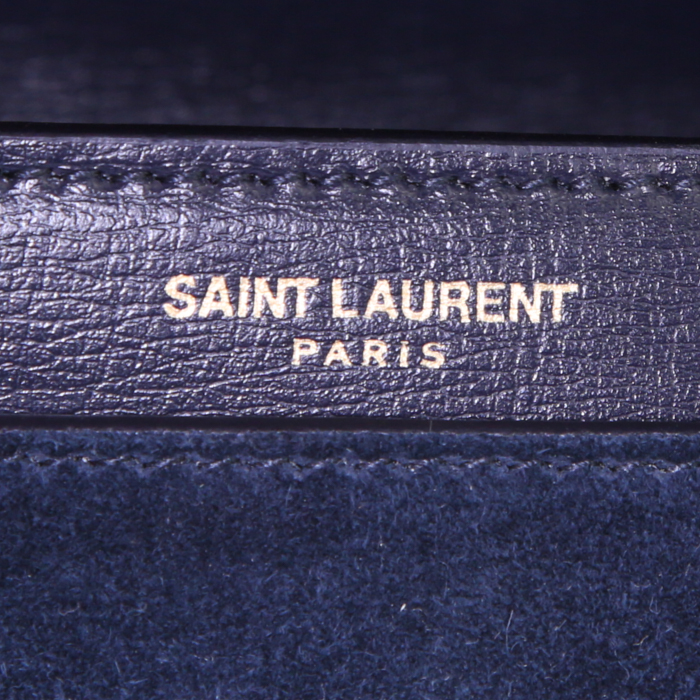 Sac bandoulière Saint Laurent Sunset en crocodile bleu et daim bleu - Detail D4