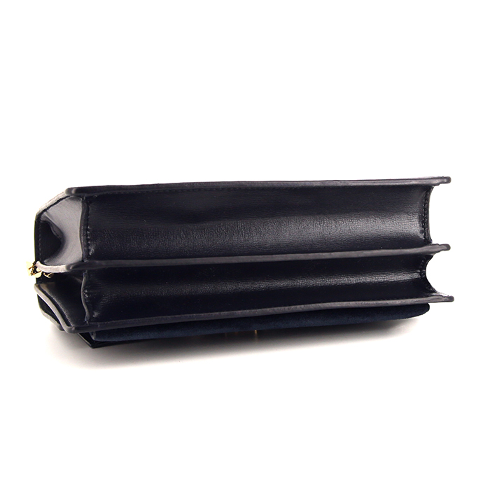 Borsa a tracolla Saint Laurent Sunset in coccodrillo blu e camoscio blu - Detail D5